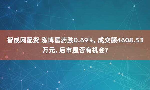 智成网配资 泓博医药跌0.69%, 成交额4608.53万元, 后市是否有机会?